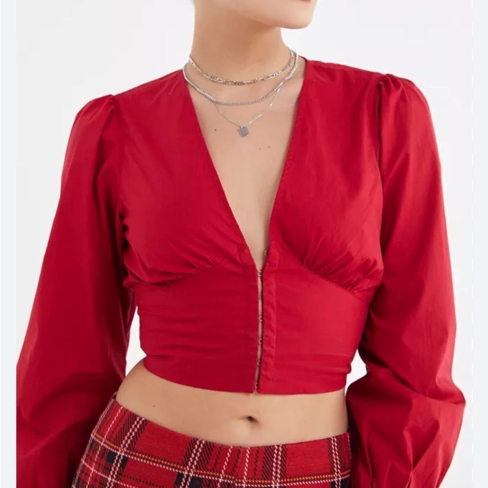 Urban Outfitters Red V-Neck Crop Top